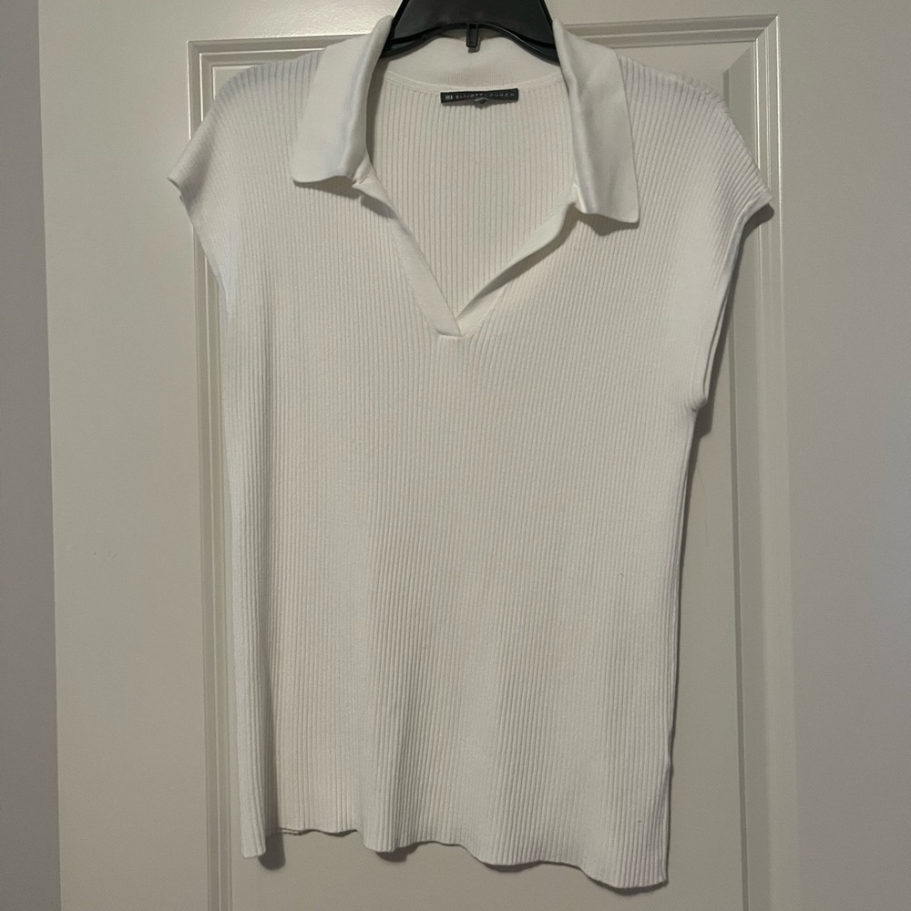 Elliott Lauren White Collared Sweater